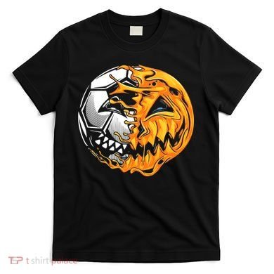 Halloween Soccer Player Pumpkin Skeleton T-Shirt