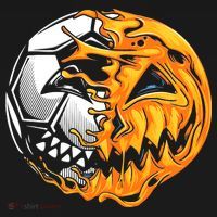Halloween Soccer Player Pumpkin Skeleton Button thumb 1
