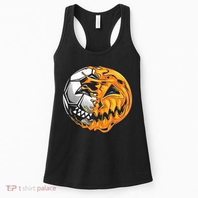 Halloween Soccer Player Pumpkin Skeleton Women's Tank Top