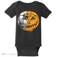 Halloween Soccer Player Pumpkin Skeleton Baby Bodysuit thumb 0