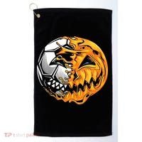 Halloween Soccer Player Pumpkin Skeleton Golf Towel thumb 0