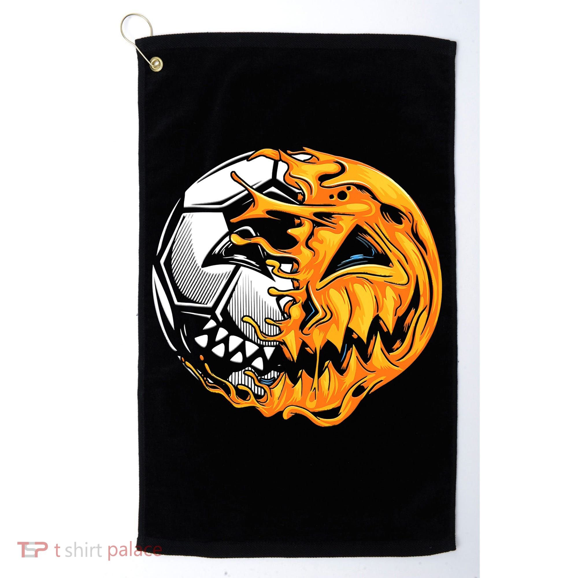 Halloween Soccer Player Pumpkin Skeleton Golf Towel