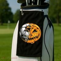 Halloween Soccer Player Pumpkin Skeleton Golf Towel thumb 2