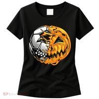 Halloween Soccer Player Pumpkin Skeleton Women's T-Shirt thumb 0