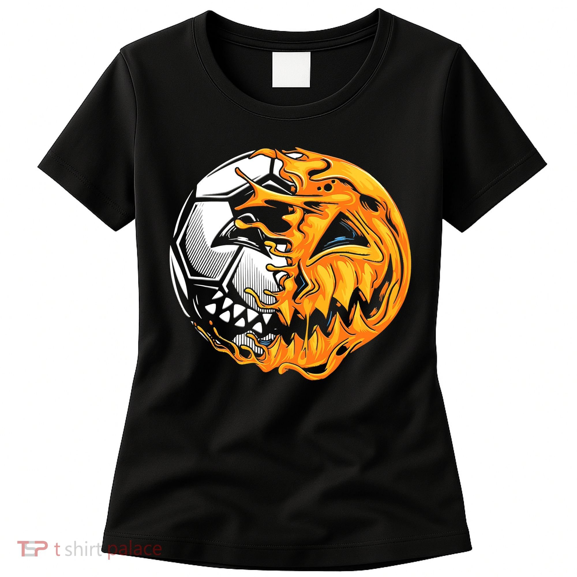 Halloween Soccer Player Pumpkin Skeleton Women's T-Shirt