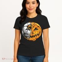 Halloween Soccer Player Pumpkin Skeleton Women's T-Shirt thumb 4