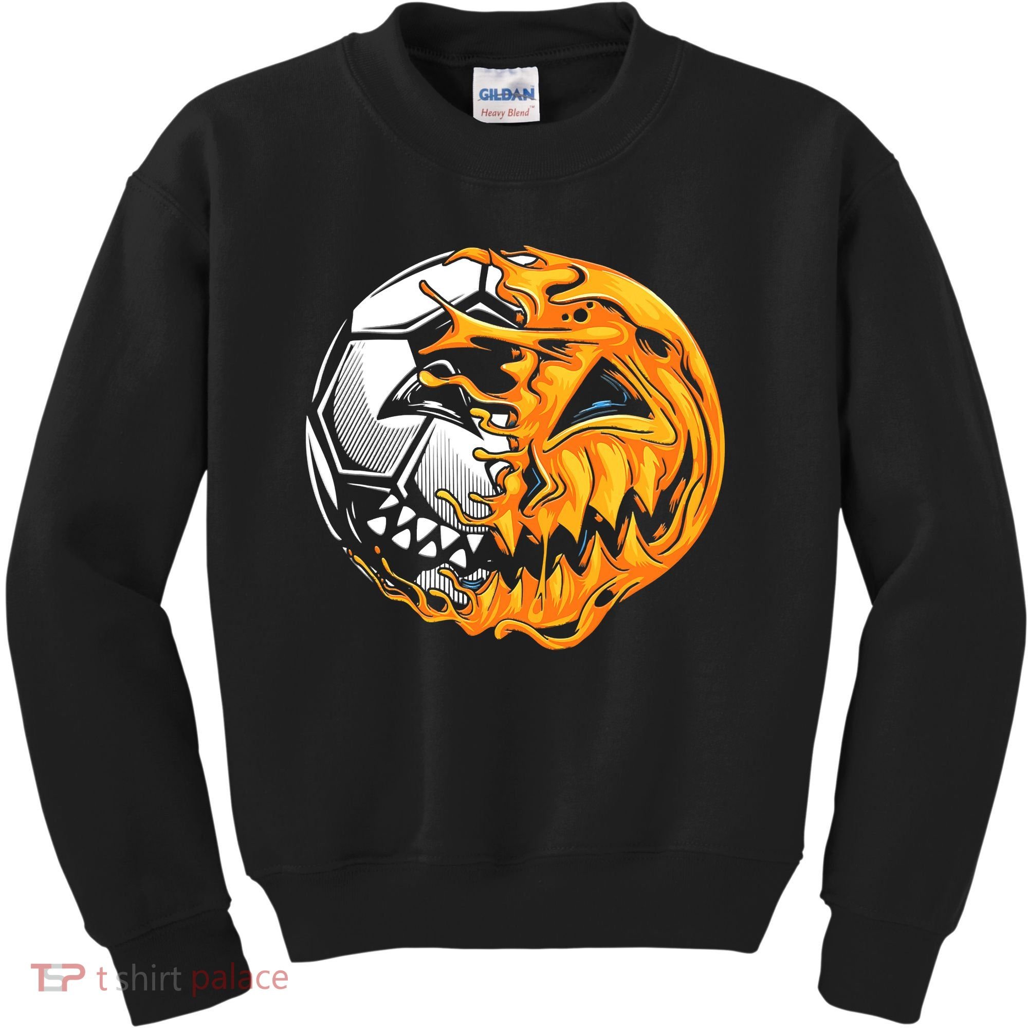 Halloween Soccer Player Pumpkin Skeleton Kids Sweatshirt