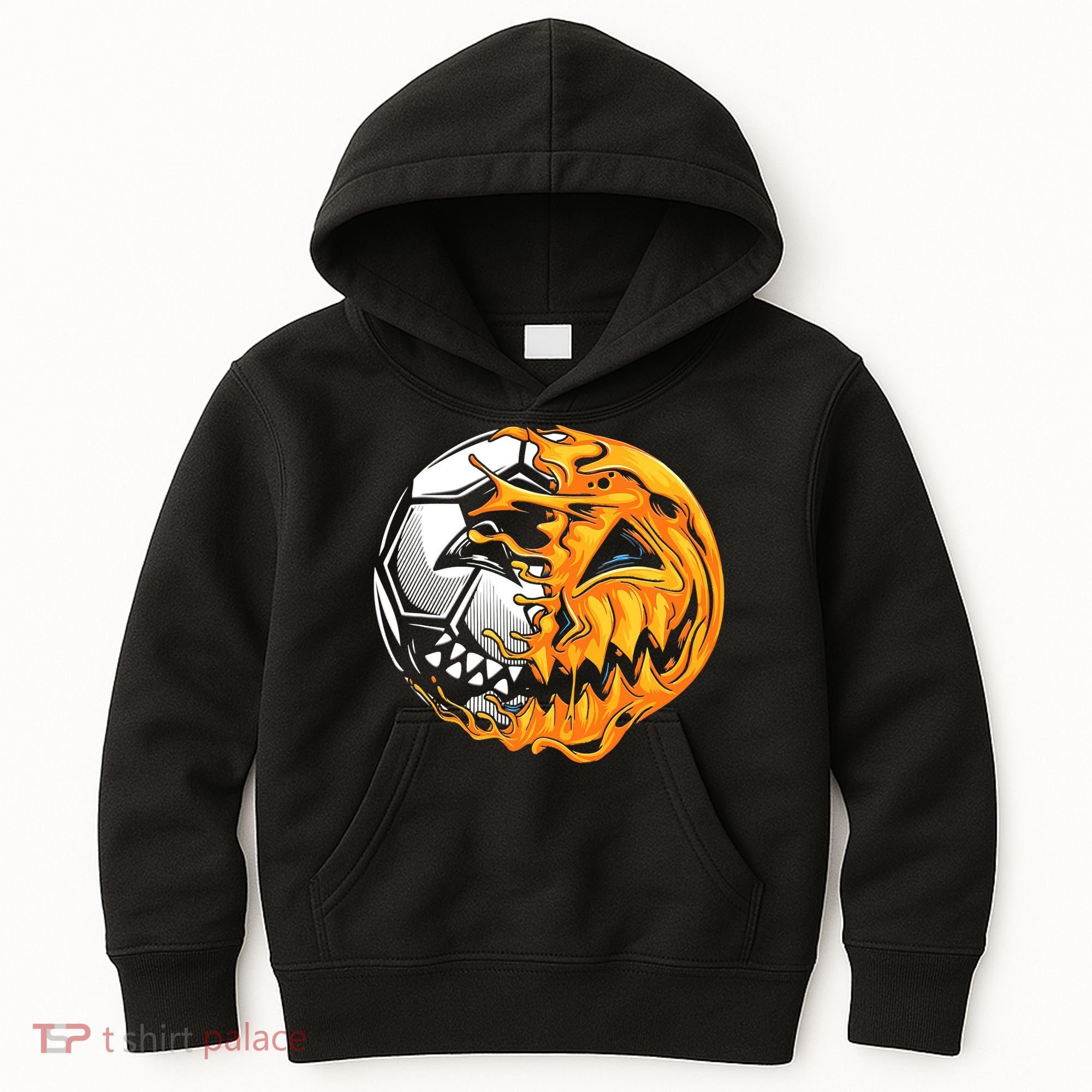 Halloween Soccer Player Pumpkin Skeleton Kids Hoodie