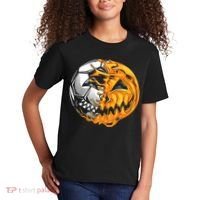 Halloween Soccer Player Pumpkin Skeleton Kids T-Shirt thumb 2