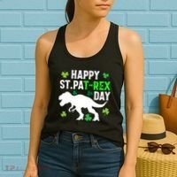 Happy St Pat Rex Day Irish Shamrocks Patricks Boy Gifts Women's Tank Top thumb 2
