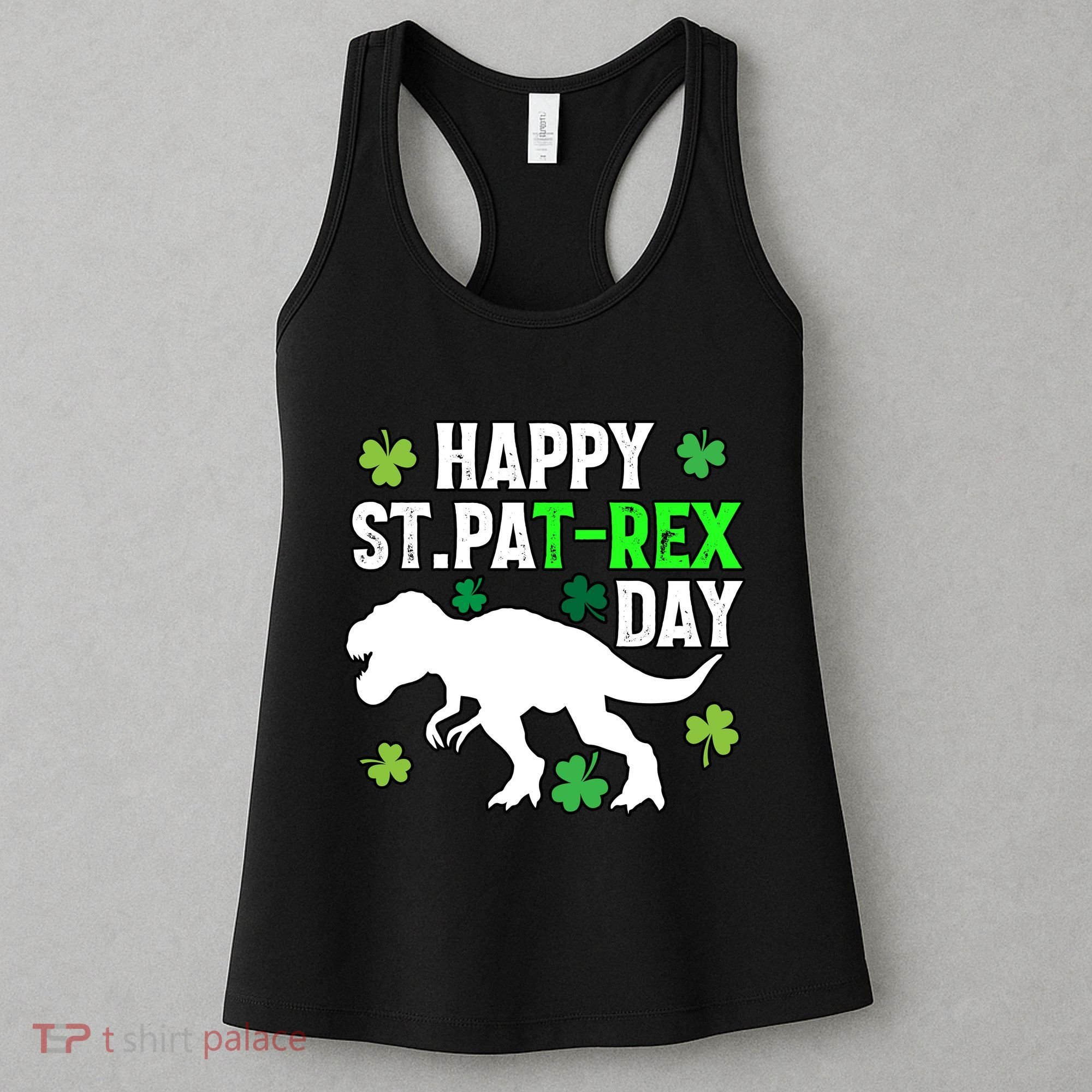 Happy St Pat Rex Day Irish Shamrocks Patricks Boy Gifts Women's Tank Top