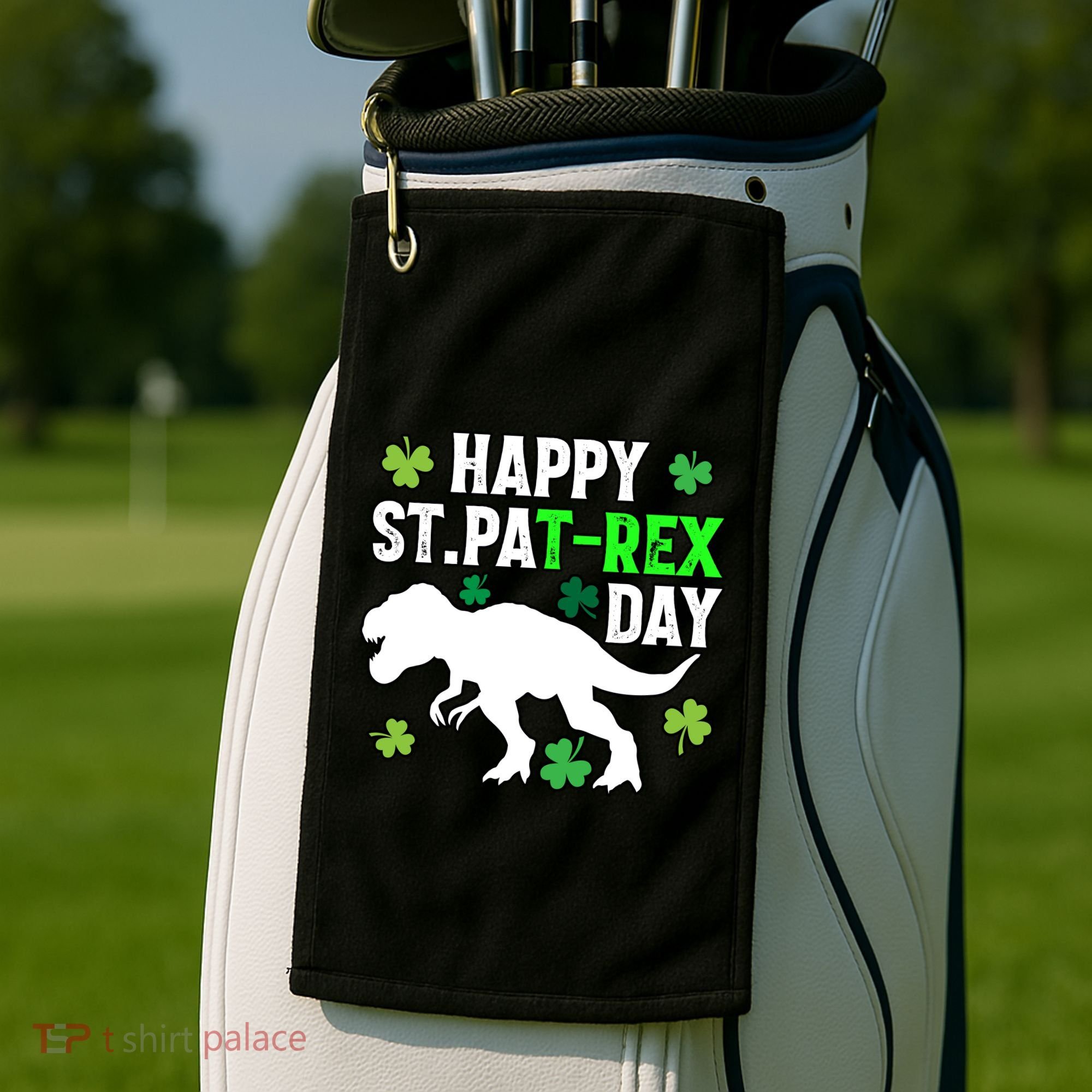 Happy St Pat Rex Day Irish Shamrocks Patricks Boy Gifts Golf Towel