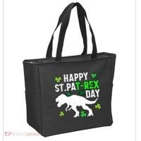 Happy St Pat Rex Day Irish Shamrocks Patricks Boy Gifts Tote Bag thumb 2