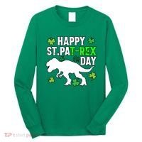 Happy St Pat Rex Day Irish Shamrocks Patricks Boy Gifts Long Sleeve Shirt thumb 0