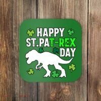 Happy St Pat Rex Day Irish Shamrocks Patricks Boy Gifts Coaster thumb 0