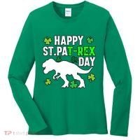 Happy St Pat Rex Day Irish Shamrocks Patricks Boy Gifts Women's Long Sleeve Shirt thumb 0