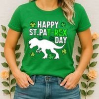 Happy St Pat Rex Day Irish Shamrocks Patricks Boy Gifts Women's T-Shirt thumb 2