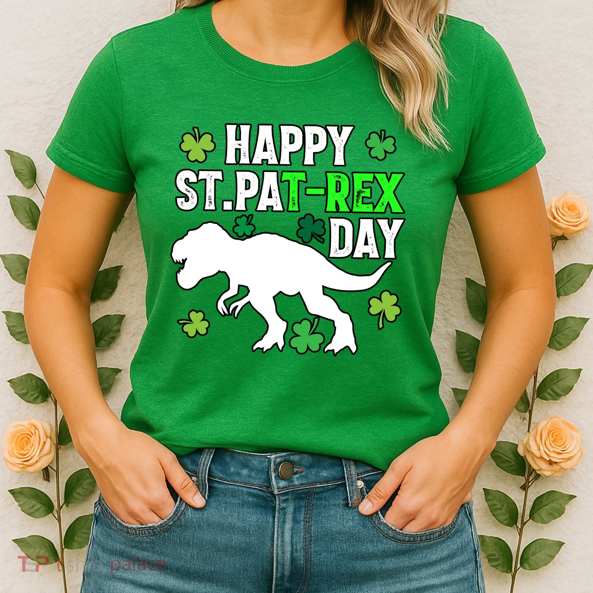 Happy St Pat Rex Day Irish Shamrocks Patricks Boy Gifts Women's T-Shirt