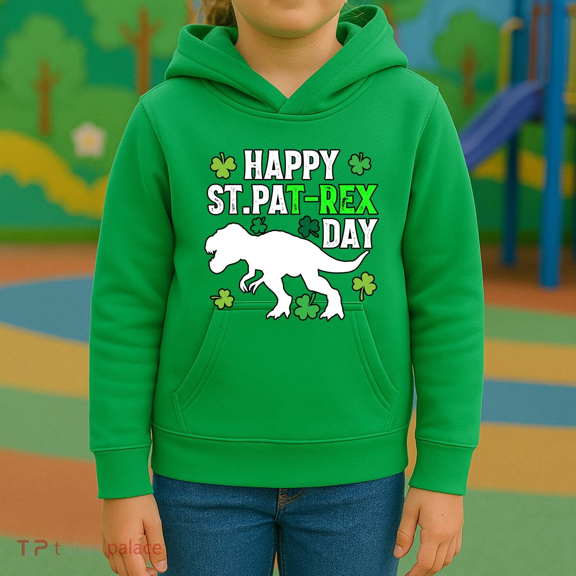 Happy St Pat Rex Day Irish Shamrocks Patricks Boy Gifts Kids Hoodie
