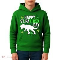 Happy St Pat Rex Day Irish Shamrocks Patricks Boy Gifts Kids Hoodie thumb 4