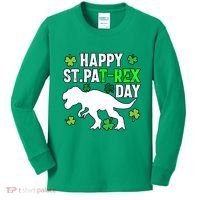 Happy St Pat Rex Day Irish Shamrocks Patricks Boy Gifts Kids Long Sleeve Shirt thumb 0
