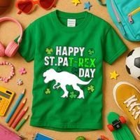 Happy St Pat Rex Day Irish Shamrocks Patricks Boy Gifts Kids T-Shirt thumb 3