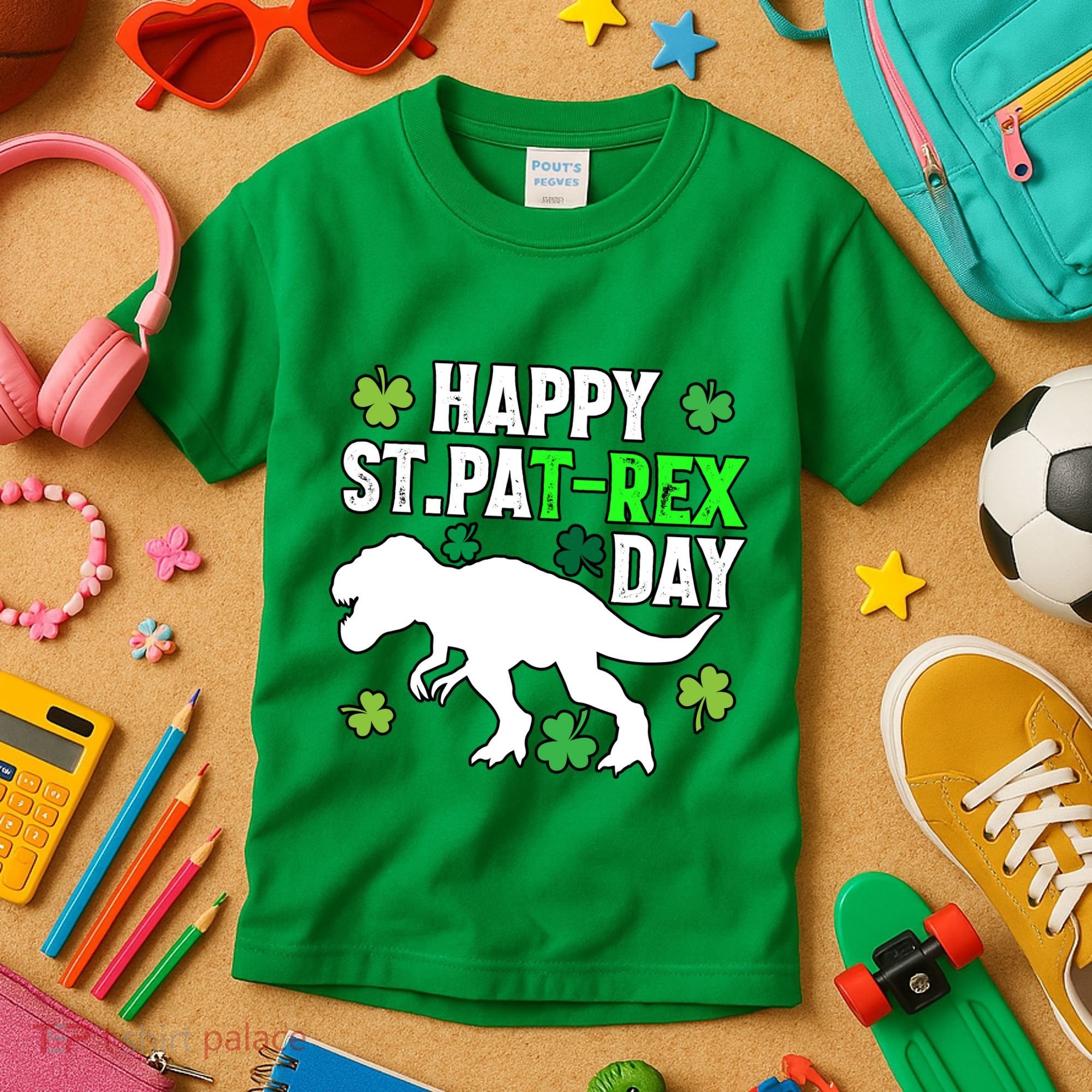 Happy St Pat Rex Day Irish Shamrocks Patricks Boy Gifts Kids T-Shirt