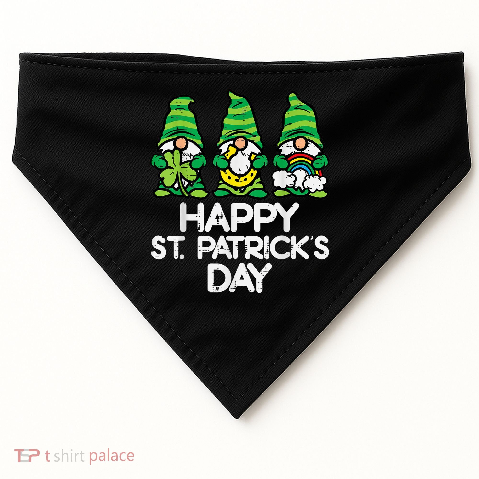 Happy St Patricks Day, St Paddys Day, Funny St Pattys Day Gnomes USA-Made Doggie Bandana