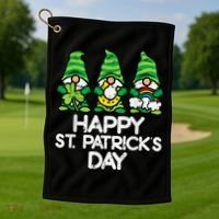 Happy St Patricks Day, St Paddys Day, Funny St Pattys Day Gnomes Golf Towel thumb 1