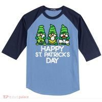 Happy St Patricks Day, St Paddys Day, Funny St Pattys Day Gnomes Raglan Baseball Sleeve Shirt thumb 0