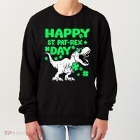 Happy St PaT Rex Dinosaur Saint Patrick's Day Women's Sweatshirt thumb 0