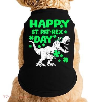 Happy St PaT Rex Dinosaur Saint Patrick's Day Doggie Tank