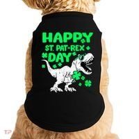 Happy St PaT Rex Dinosaur Saint Patrick's Day Doggie Tank thumb 0