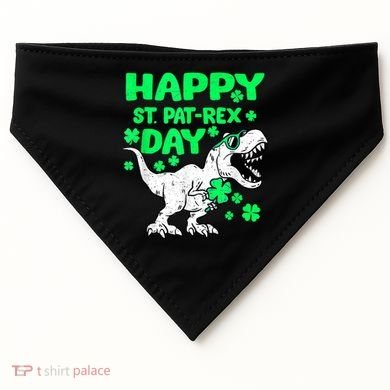 Happy St PaT Rex Dinosaur Saint Patrick's Day USA-Made Doggie Bandana