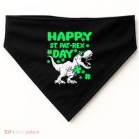 Happy St PaT Rex Dinosaur Saint Patrick's Day USA-Made Doggie Bandana thumb 0