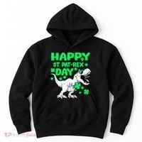 Happy St PaT Rex Dinosaur Saint Patrick's Day Hoodie thumb 0