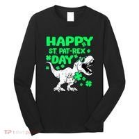 Happy St PaT Rex Dinosaur Saint Patrick's Day Long Sleeve Shirt thumb 0