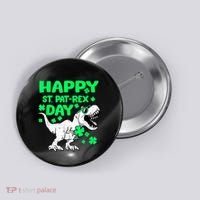 Happy St PaT Rex Dinosaur Saint Patrick's Day Button thumb 0