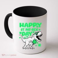 Happy St PaT Rex Dinosaur Saint Patrick's Day Coffee Mug thumb 0