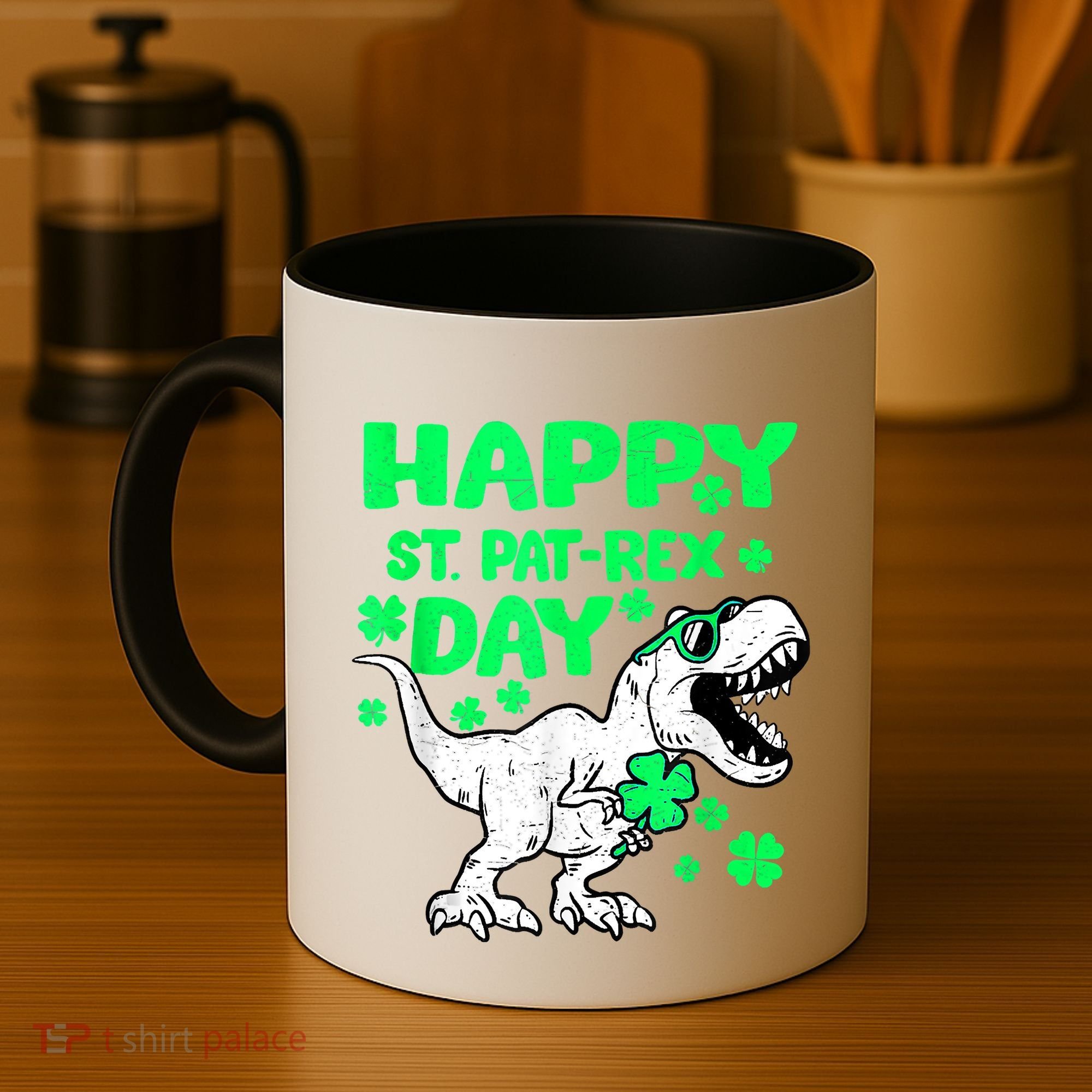 Happy St PaT Rex Dinosaur Saint Patrick's Day Coffee Mug