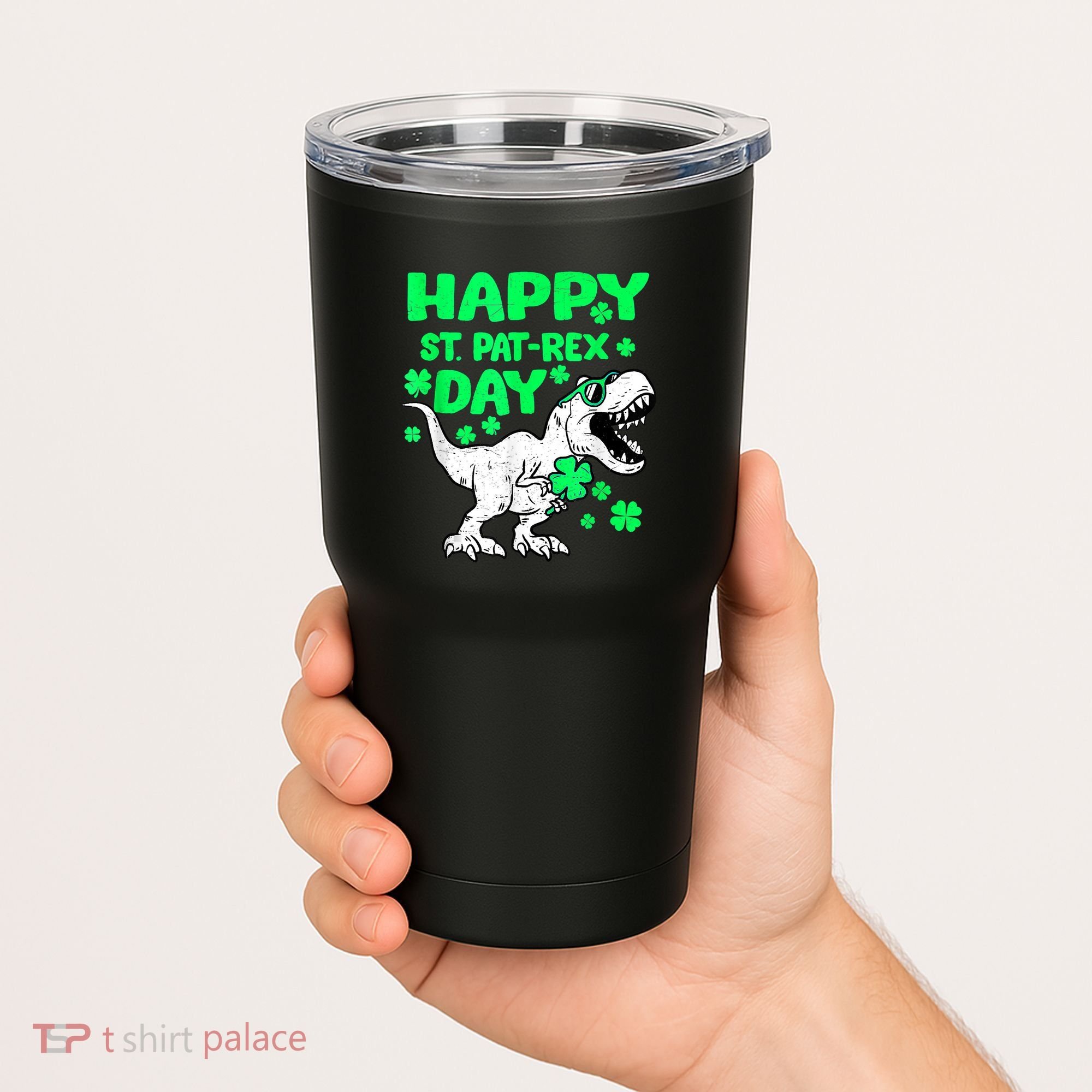 Happy St PaT Rex Dinosaur Saint Patrick's Day Tumbler