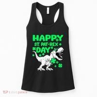 Happy St PaT Rex Dinosaur Saint Patrick's Day Women's Tank Top thumb 0