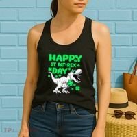 Happy St PaT Rex Dinosaur Saint Patrick's Day Women's Tank Top thumb 2