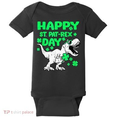 Happy St PaT Rex Dinosaur Saint Patrick's Day Baby Bodysuit