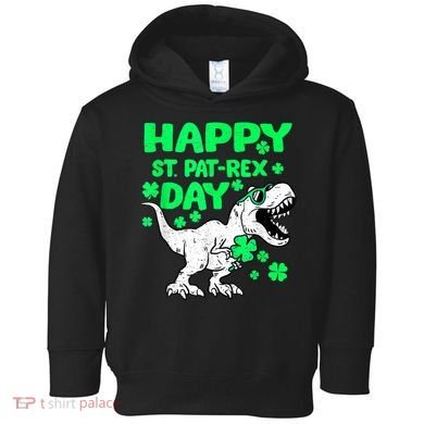 Happy St PaT Rex Dinosaur Saint Patrick's Day Toddler Hoodie