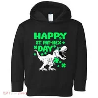 Happy St PaT Rex Dinosaur Saint Patrick's Day Toddler Hoodie thumb 0