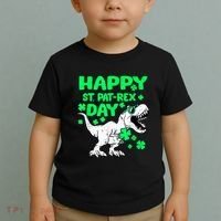 Happy St PaT Rex Dinosaur Saint Patrick's Day Toddler T-Shirt thumb 2