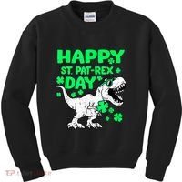 Happy St PaT Rex Dinosaur Saint Patrick's Day Kids Sweatshirt thumb 0