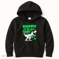 Happy St PaT Rex Dinosaur Saint Patrick's Day Kids Hoodie thumb 0