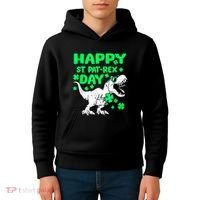 Happy St PaT Rex Dinosaur Saint Patrick's Day Kids Hoodie thumb 4